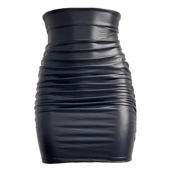 Damska Spódnica Wysoki Stan Sztuczna Skóra Obcisła Biodra Plisowany Dół Mini Spódnica Dojazdowa Ulica Krótka Spódnica Codzienne Ubranie