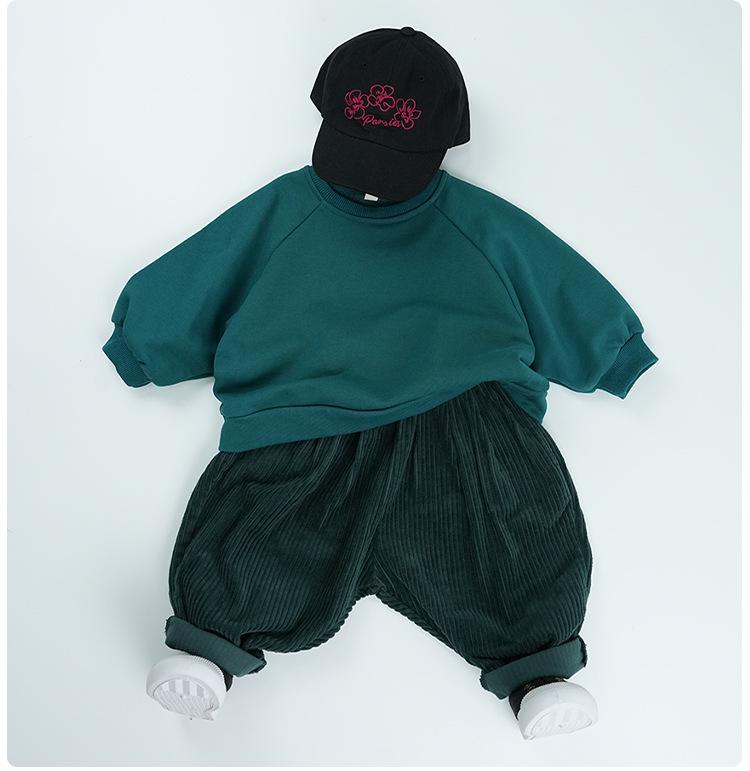 Korean Style Unisex Baby Sweatshirt - Thick Pure Cotton, Trendy Round Neck for Spring & Autumn