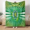Sporting football Crest Flannel Blanket, Soft Polyester, Modern Design, All-Season for Camping, Travel, Gifts for holidays or birthdays