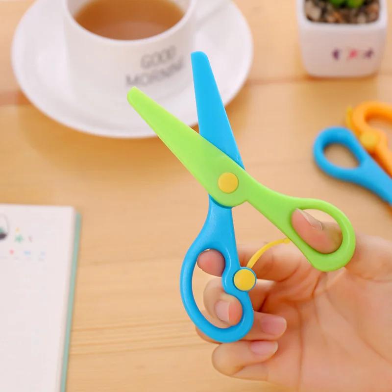 1pcs Children's Paper-cut Anti-pinch Hand Safety Scissors All Plastic Straight Edge Scissors Kindergarten Diy Handmade Scissors