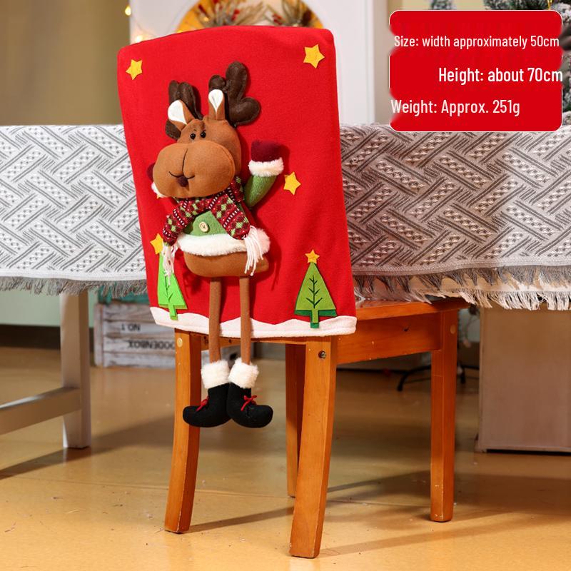 Cartoon Christmas Chair Covers: Santa, Snowman, Reindeer - Perfect for Home, Dining, Hotel, and Restaurant Decor