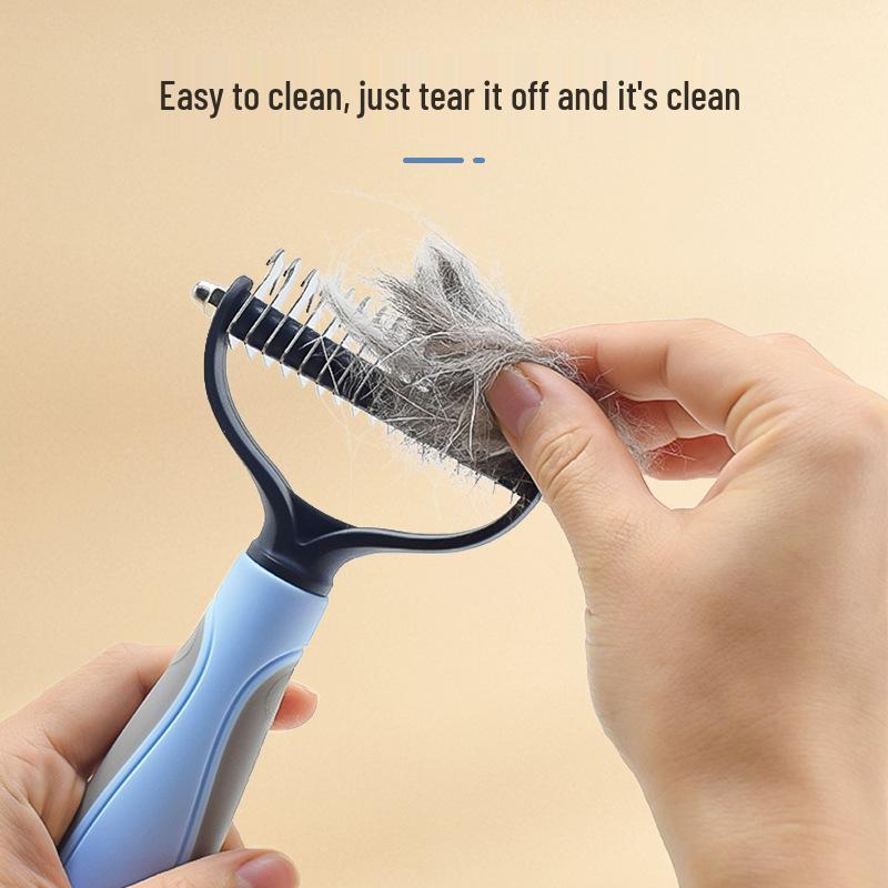 Pet Hair Detangling Comb for Cats & Dogs - Hair Thinning Scraper & Special Grooming Tool Pink [Double-sided detangling, gentle on skin]