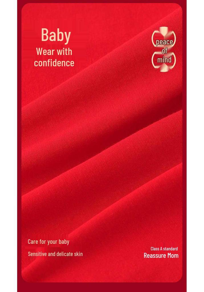 Festive Red Girls' Boxer Briefs: Antibacterial Pure Cotton, Colorfast, Full Cotton Crotch, Chinese New Year Theme