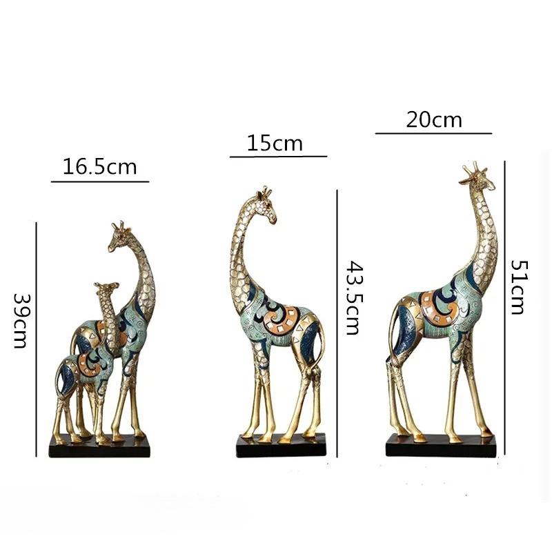 For Simulation Animal Sculpture Giraffe Mother And Child Painted Animal Statue Modern Home Decoration Golden Handicraft Ornament