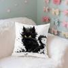 Whimsical Cat Art Case Plush Fabric Soft Pillowcase Double Sided Print Cushion Cover Household Gifts