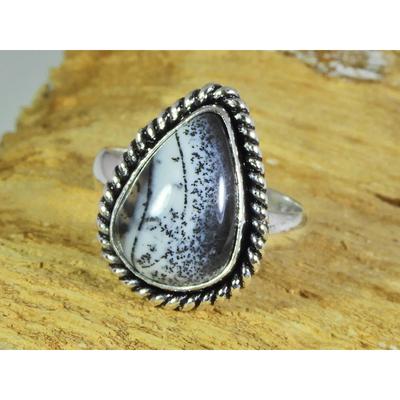 Natural Dendrite 925 Solid Sterling Silver Ring Size US- 6 PG-24