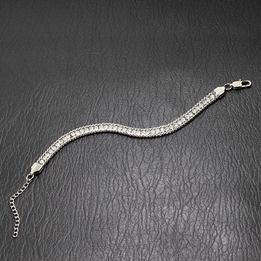 Luxury Men Tennis Bracelet Stainless Steel White Zirconia Chain Link Braslet Adjustable Gifts For Him Armband Herren Accessories