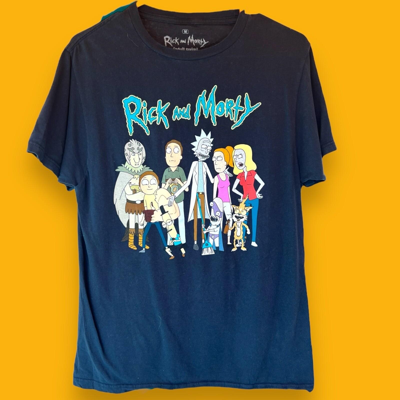 Rick and Morty Adult Swim Cartoon Network Funny T-Shirt Medium Navy Unisex. EUC M