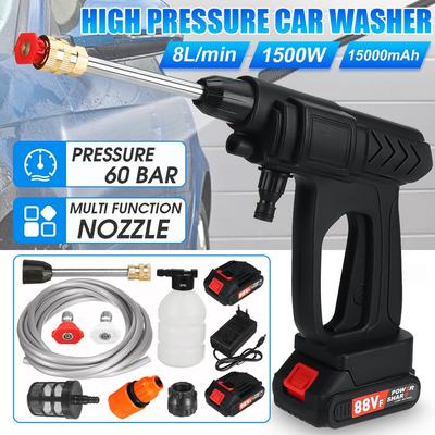 AC 110-220V Ασύρματο Πλυστικό Αυτοκινήτου Υψηλής Πίεσης 88VF Επαναφορτιζόμενα Πιστόλια Πλυσίματος Αυτοκινήτου Ηλεκτρικά Πιστόλια Νερού Μηχανή Αφρού για Μπαταρία 18V 1500W
