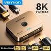 Vention HDMI 2.1 Switcher 8K60Hz 4K120Hz for Laptop PC PS5 Monitors Xbox TV Bi-Directional 2 In 1 Out 1 In 2 Out HDMI Splitter 4