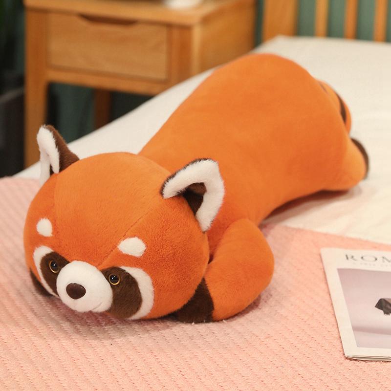 New Stuffed Anime Figure Doll Red Panda Plushie Doll Fluffy Hair Raccoon Animals Hug Throw Pillow