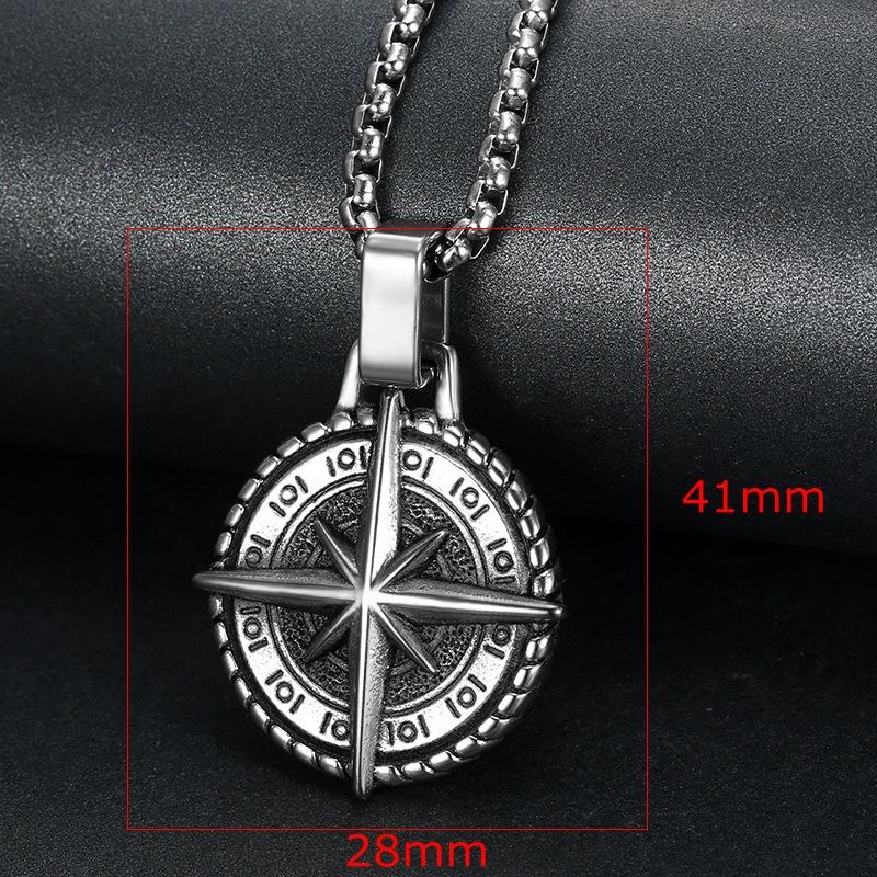 New Vintage Necklace Personalized Men'S Navigator Compass Pendant Necklace Stainless Steel Compass Necklace