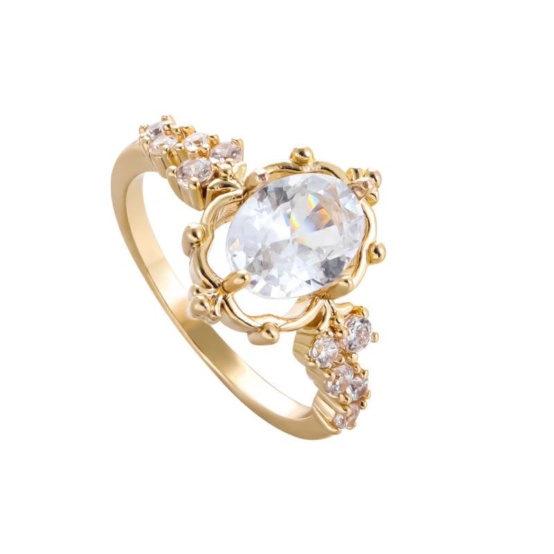 Drop-shaped Inlaid Zircon Ring, Simple and Versatile and American Style Fashionable New Ring