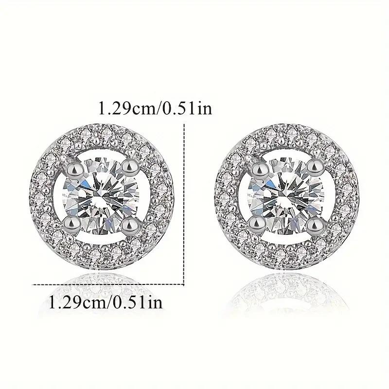 Round Diamond Stud Earrings Fashion European and American Women's Zircon Earrings Ear Jewelry
