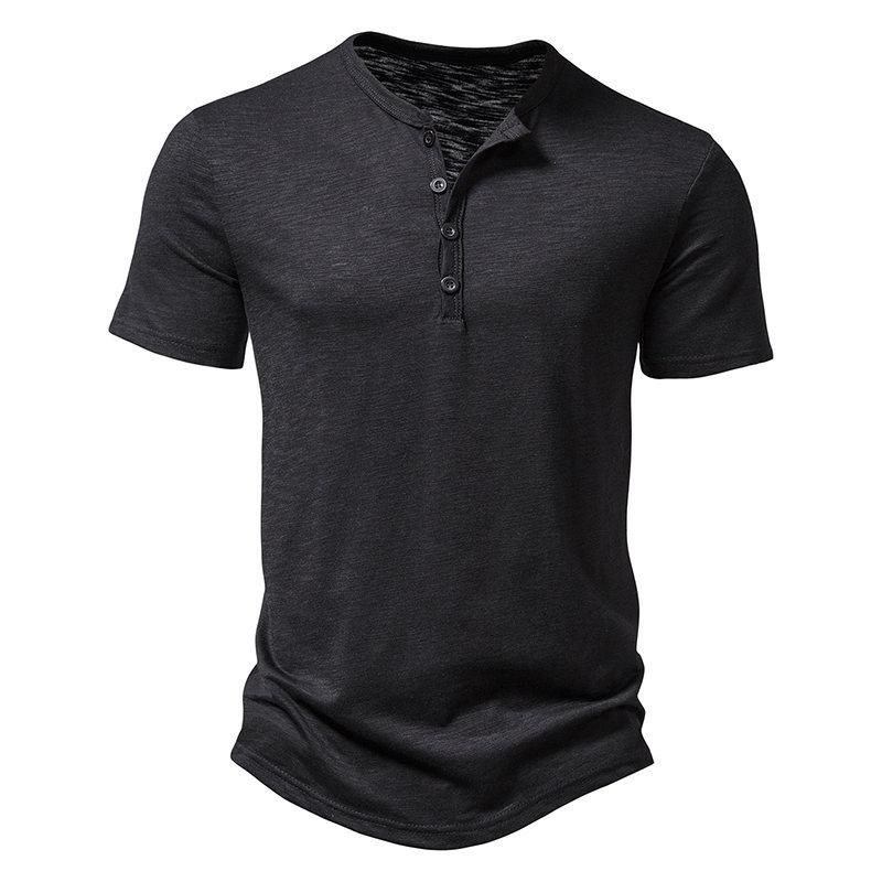 Mens Plain Short Sleeve Henley T Shirt Summer Casual Pullover Loose Top Blouse