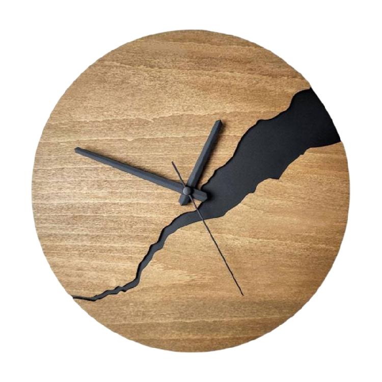 Moderne Wanduhr mit Rissmuster ohne Ticken Holz 30cm Hängeuhren für Büro Wohnzimmer Küche Schule