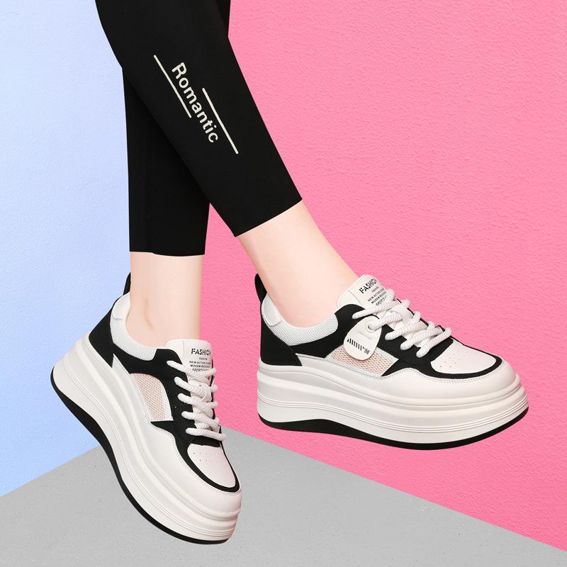 

Women s white shoes women s thick-soled heightening women s shoes leather muffin shoes board shoes new shoes 34