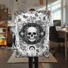 Skull Gothic Print Flannel Blanket, High Quality Comfortable for All Seasons, Home Decor, Warmth and Comfort, Perfect for Christmas Gifts102
