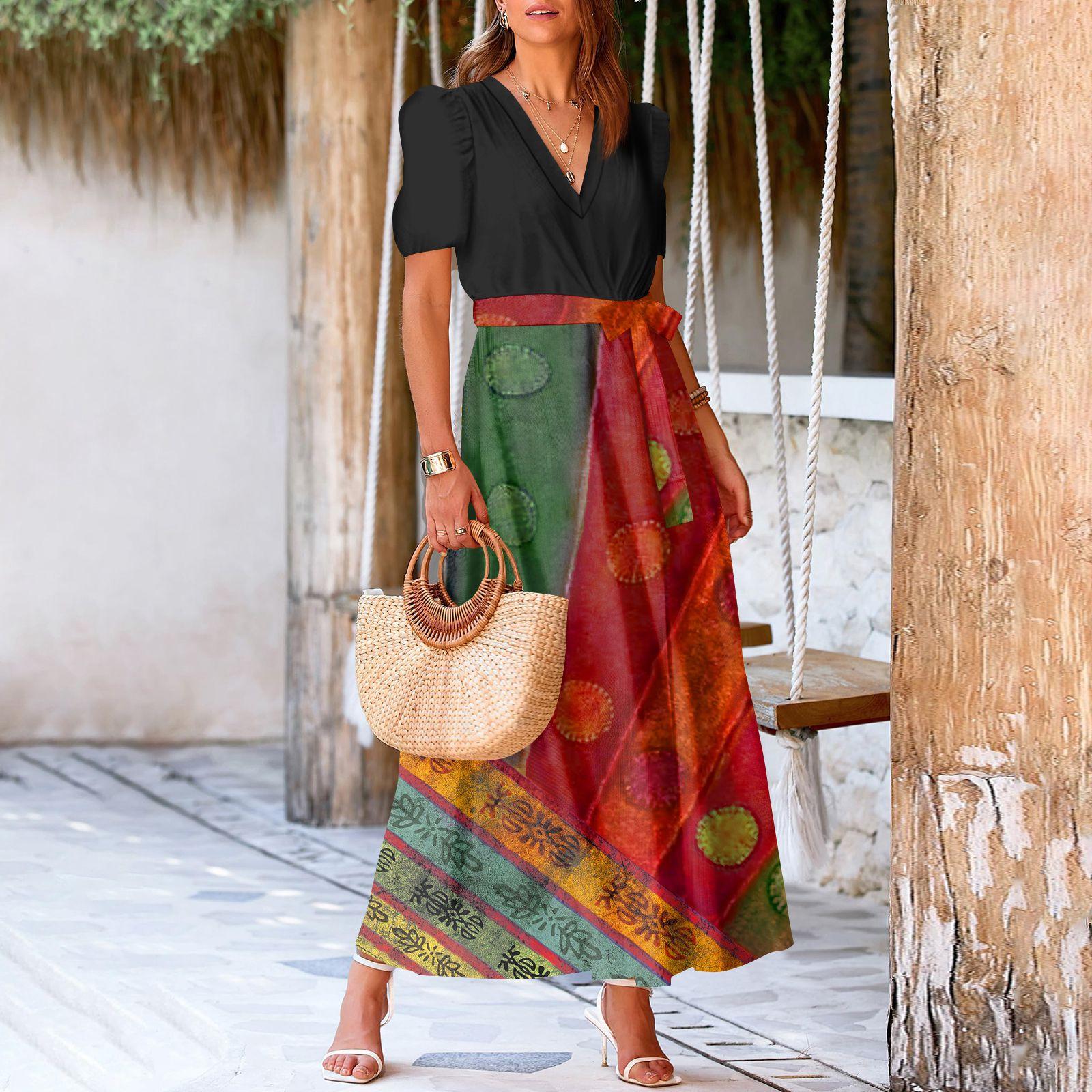 

Женское летнее платье свободного покроя для пляжного отдыха, повседневное платье-жилет с глубоким V-образным вырезом, элегантное платье-рубашка XL