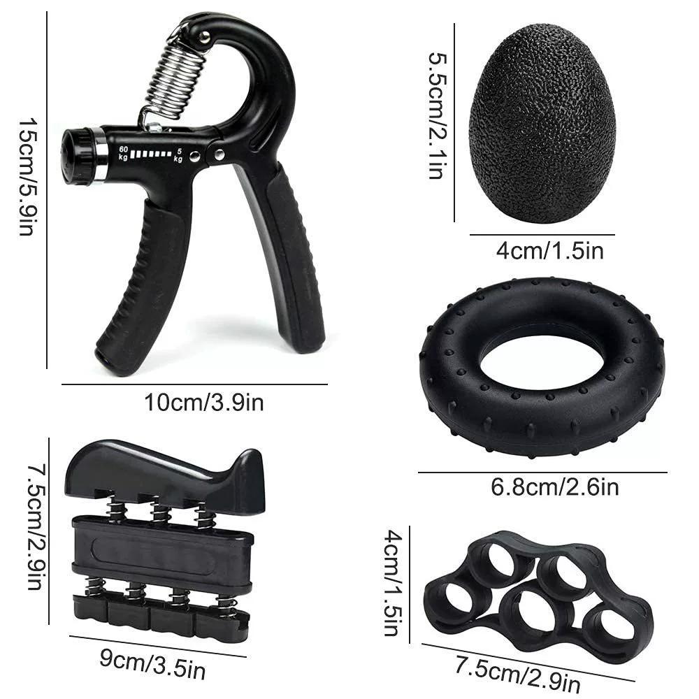 Gym Fitness Adjustable 10-60KG Hand Grip Set Finger Forearm Strength Muscle Recovery Hand Gripper Exerciser Trainer Ball 5pcs