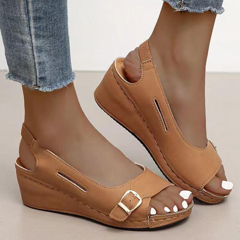 Fashion Women Sandals Pointed Toe Heels Sandals For Summer Shoes Women Soft Bottom Wedge Sandalias Mujer Slip On Summer Footwear Female