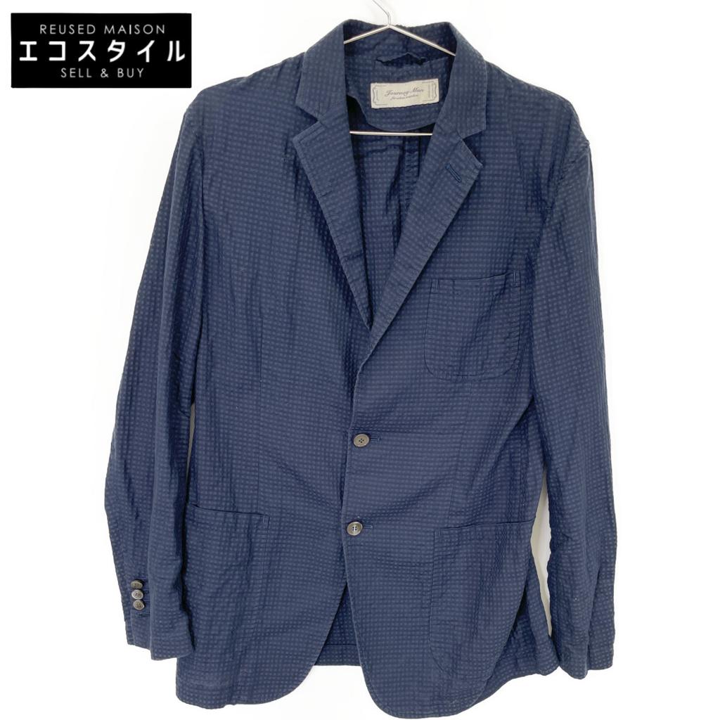 JOURNEYMAN Navy Seersucker Jacket Jacket M NavyUsed