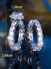 Female Silver Color White Zircon Stone Oval Engagement Ring Set Vintage Bridal Wedding Bands Party Jewelry For Women
