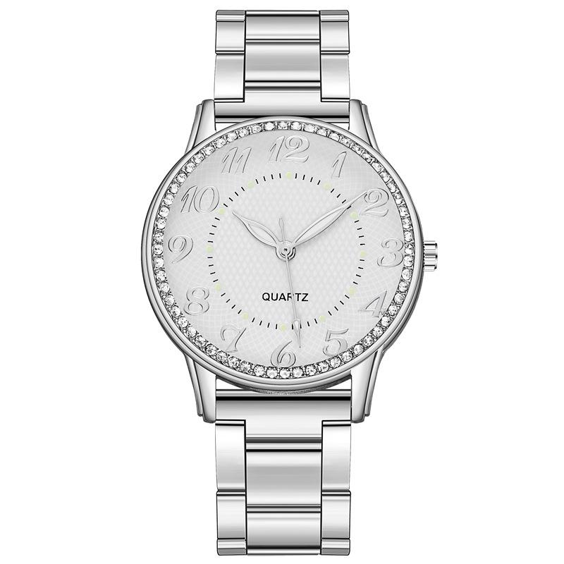 Diamond luminous watch women s leisure business steel belt women s watch quartz watch manufacturer diamond jewelry watch серебряный