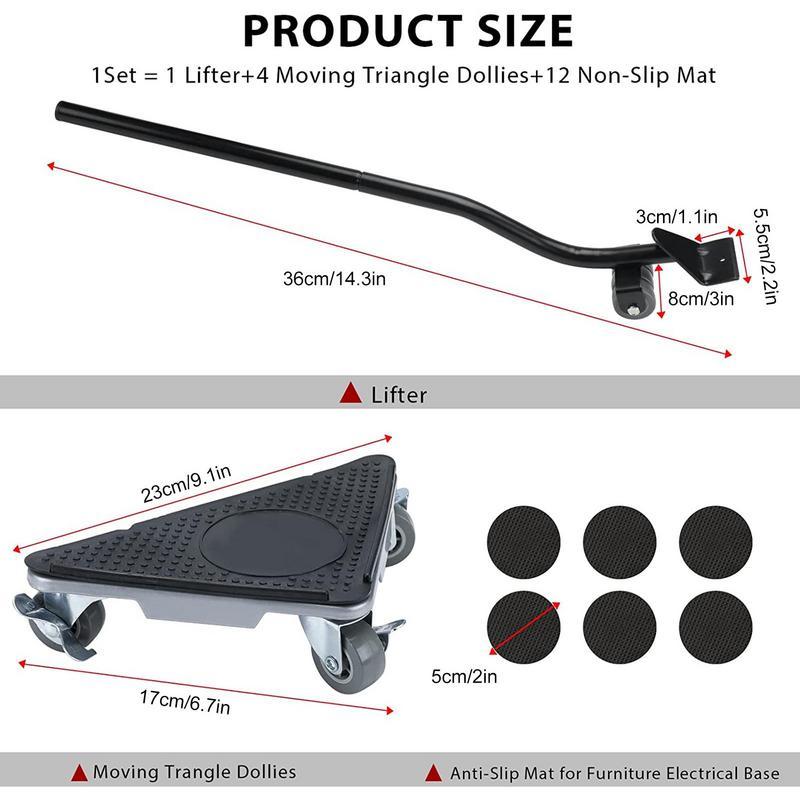 Furniture Mover Dolly Furniture Mover With Wheels & Furniture Lifter Carbon Steel Furniture Lifter With 3 360 Rotatable Rubber