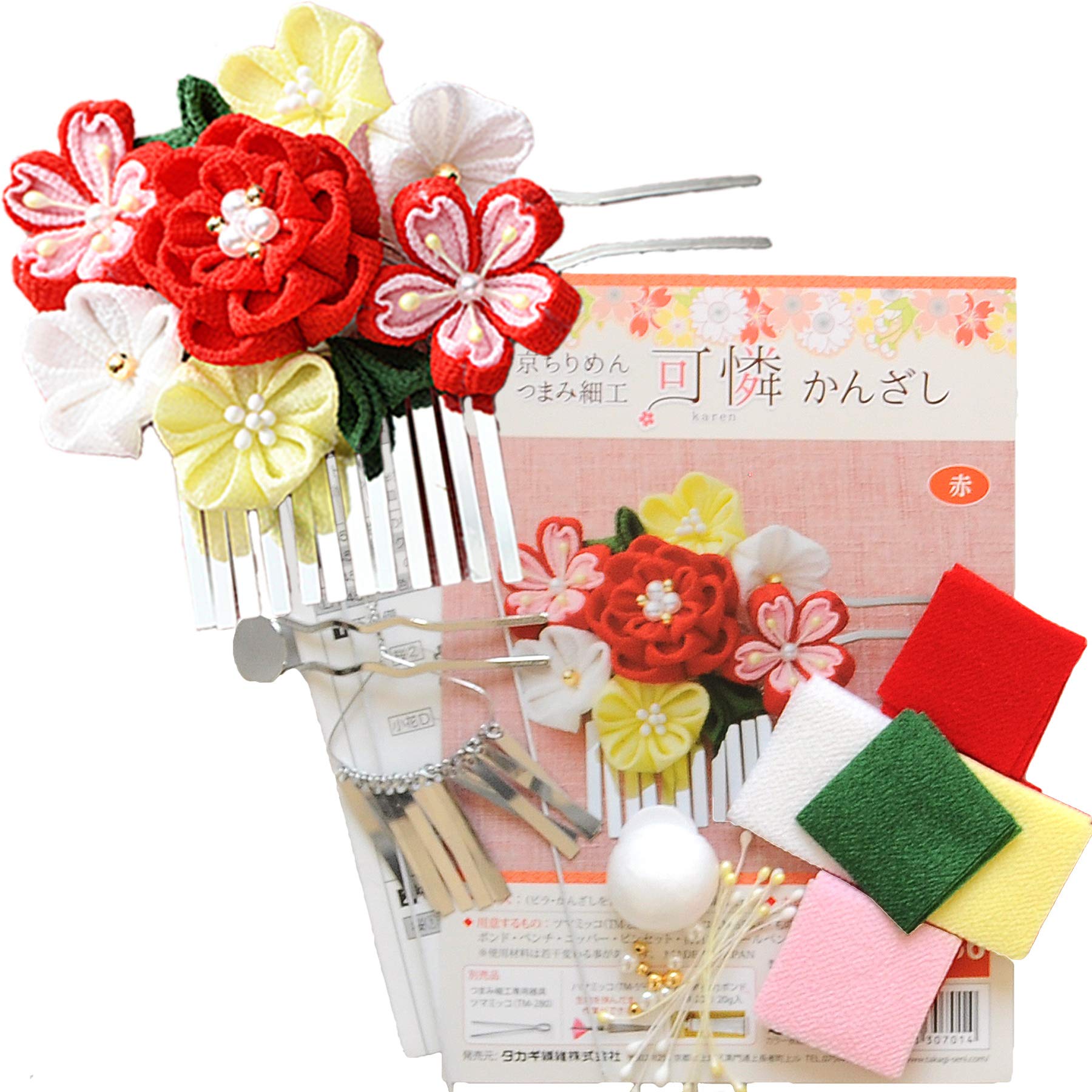 

Takagi Fiber Panami Tsumami Zaiku Handmade Lovely Kanzashi Hair Crafts LH456 Kit, Ornament, Materials, Accessories, (Red)