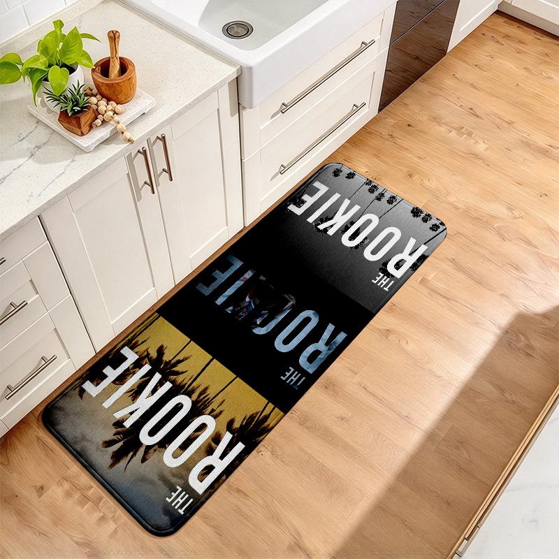 The Rookie Print Flannel Kitchen Mat Christmas Soft Area Rug Non Slip Floor Carpet Home Decoration