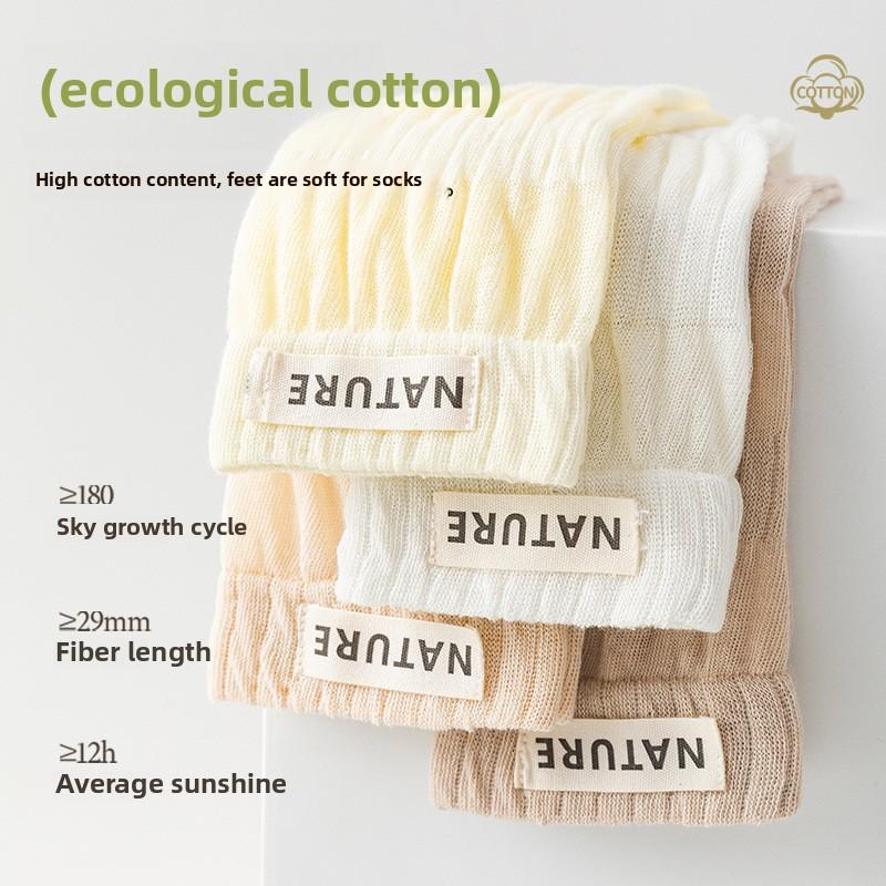 5 Pairs Women's Long Spring and Autumn Thin Boneless Cotton Mesh Slim Pile Summer Long Calf Socks