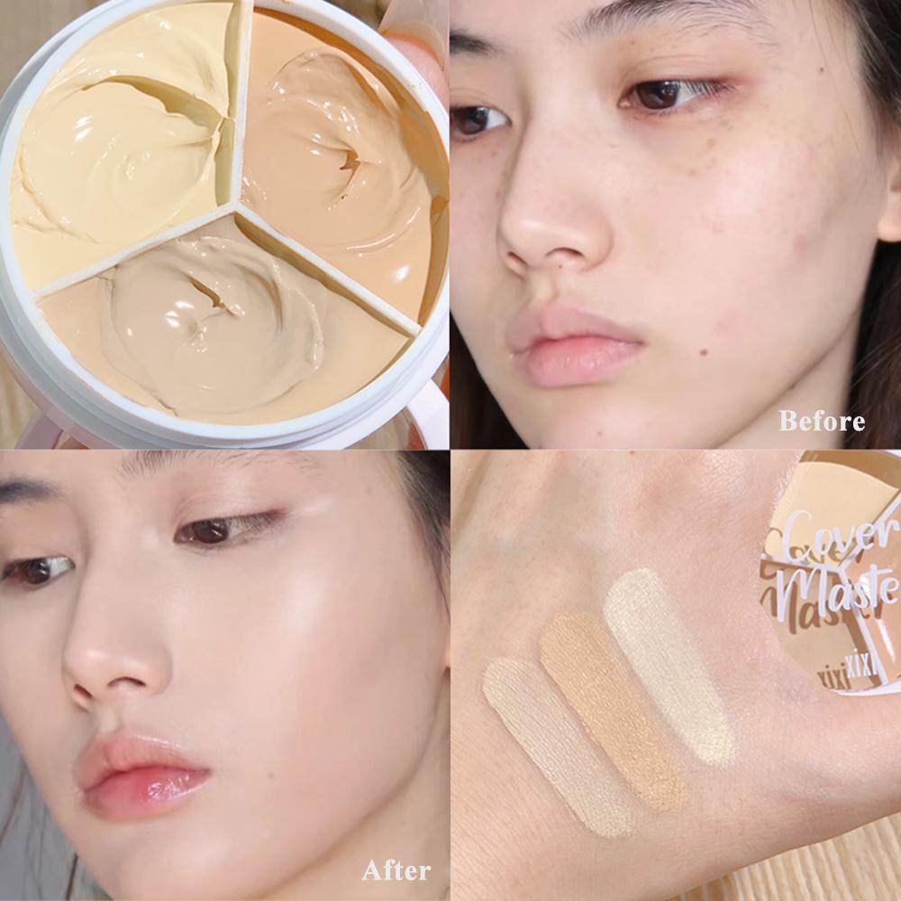 Lightweight And Long-lasting Three- Concealer Cream Cover Facial Spots Acne Marks Dark Circles Contour Foundation Cream