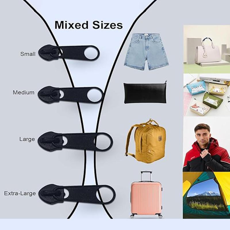 8Pcs Zipper Pull Replacement 4 Sizes Universal Instant Fix Zipper Repair Kit Detachable Zip Repair Set Zippers Tool Accessories