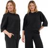 Women's Sweatshirt, Smooth, Loose Fit, Cotton, Hoodless, MORAJ S BLACK
