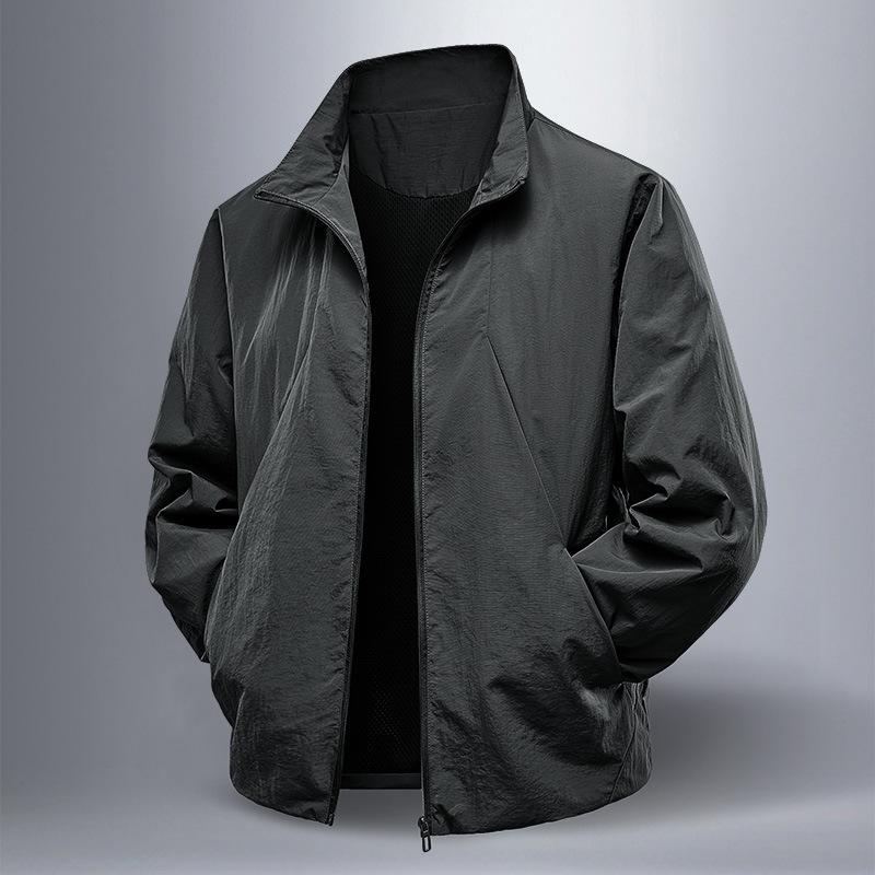 Men's 2025 Spring/Autumn Sports Windbreaker – Stand-up Collar, Handsome Outdoor Casual Jacket for Cycling and Running