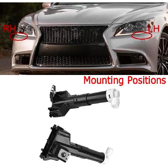 85208-50110/85207-50110, Headlight Headlamp Washer Nozzle Jet Sprayer, 2013-2017 Compatible with Lexus LS460 LS460L - Front Right Passenger Side