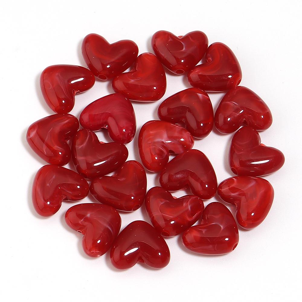 20pcs 14x12mm Double Color Acrylic Heart Beads Love Heart Loose Bead For Jewelry Making DIY Bracelets Necklace Keychain Supplies