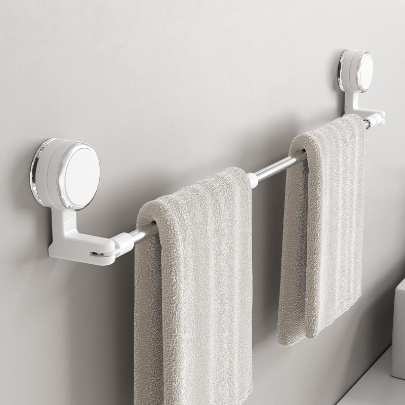 Suction cup towel bar non-punching retractable bathroom kitchen wall hanging rotatable towel rack slipper rack bath towel hanger