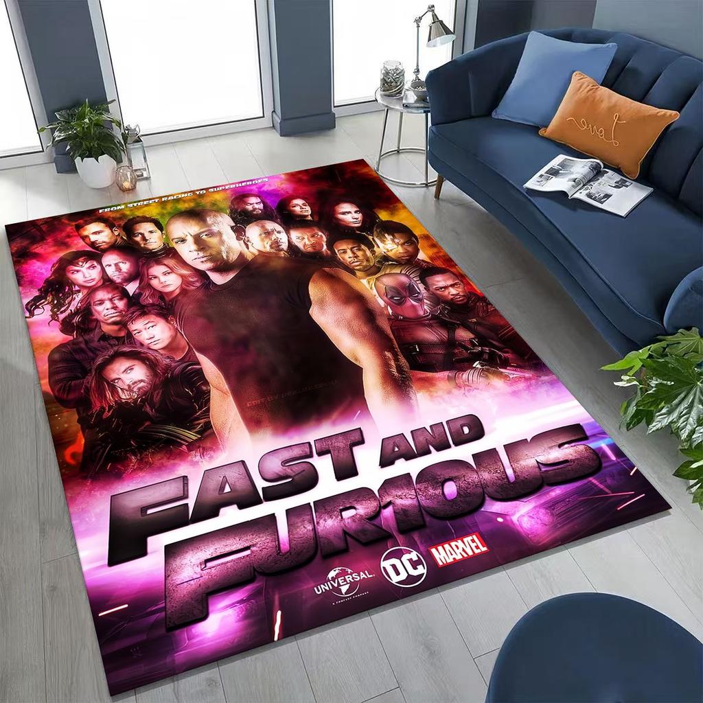 Alfombra Decorativa Rápida y Furiosa X Dominic Art para Dormitorio Sala de Estar Sofá Hogar Felpudo, Alfombrilla de Suelo Grande Antideslizante para Niños