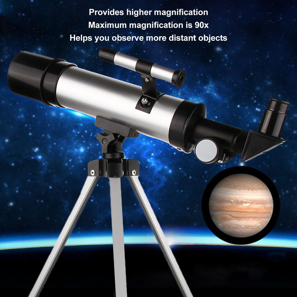Refractor Telescope HD 90x Compact Astronomical Telescope with Finderscope 2 Eyepieces for Travel Bird Watching