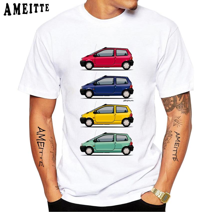 Sommer Herren Kurzarm COOLTWINGO 90er Jahre Farben Quartett Oldtimer T-Shirt Harajuku Weiß Lässig