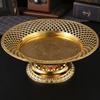 European Fruit Tray,Hollowed-Out Circle Shape Exquisite Golden Cake Plate,Snack Plate Butter Cheese Dish Wedding Decoration