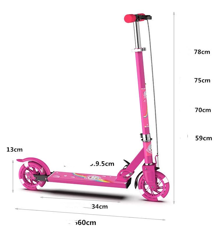2025 New Outdoor Travel Two-wheeled Children's Flash Scooter Lift Scooter Two-wheeled Pedal Scooter All Aluminum and All Iron
