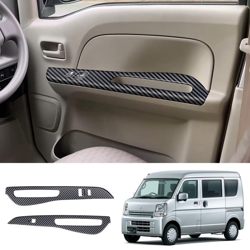 

Правый руль ДЛЯ SUZUKI EVERY 2024 2025 Аксессуары для интерьера Подлокотник двери Наклейка на крышку кнопки стеклоподъемника Рамка панели управления стеклоподъемником ABS carbonfiber