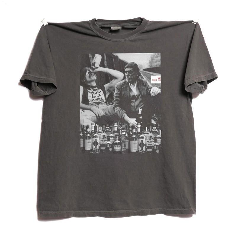 Charles Bukowski Punk Rock GG Allin Drunk vtg charcoal t-shirt QT7912 Unisex T-Shirt L