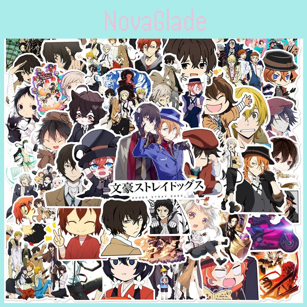 50pcs Bungo Stray Dogs Stickers Reusable Decor For Laptop Trolley Case Graffiti
