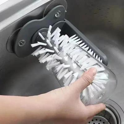1 Pcs New Kitchen Wall Mounted Glass Cleaning Brushs Rotating Water Cup Brush Detachable Portable Cups Brush Suction Cups
