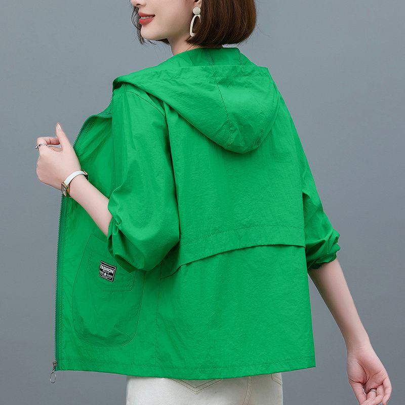 Women's Short Plus Size  Sun Protection Jacket  Outdoor Sports Thin Jacket Hooded Casual Jacket