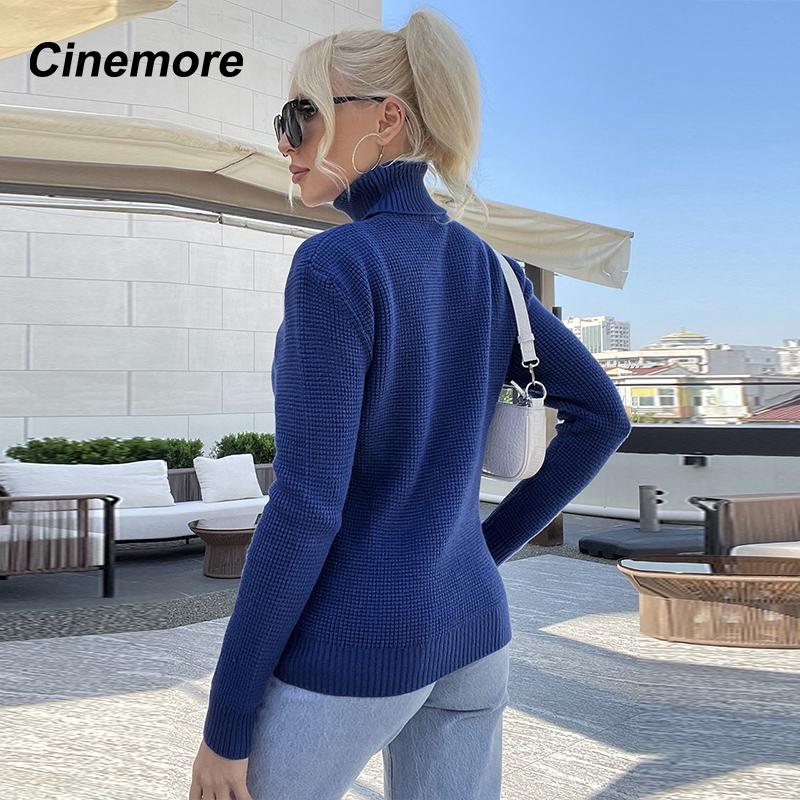 Cinemore Spring Autumn Women's Sweater Solid Oversize Casual Pullovers Warm Basic Long Sleeve Top O Neck Knitted Jumper Sweater